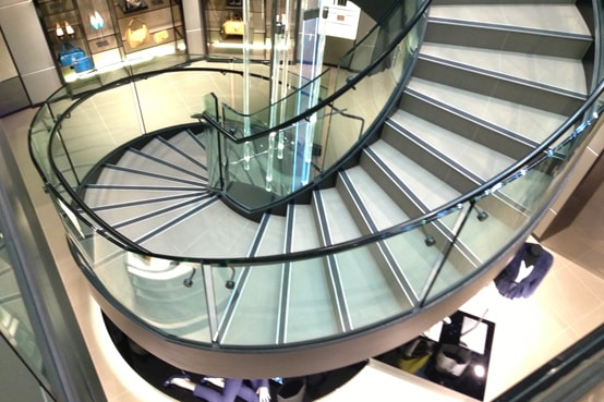 Bent and Curved Glass Feature Stair